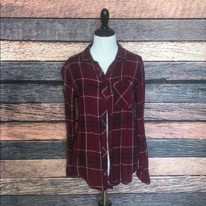 Burgundy Plaid Button Up